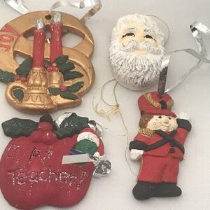 #3171 Set of 3 Chalk Christmas ornaments  3.25 X 3